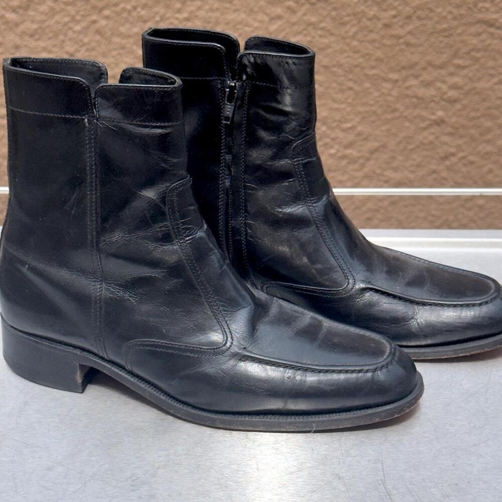 Florsheim Black Leather Zip Up Boots - Size 7D